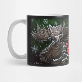 Christmas Moose and Cardinals Mug